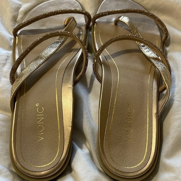 Vionic | Prism | Gold |Embellished Sandals with Delicate Straps | Size 8 - Picture 11 of 16